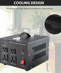Step Up And Down Transformer 2000W for home electronics with USB 5V ports and universal sockets in a living room setting