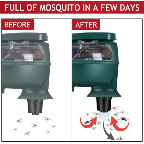 Before and after using Six Pack Mosquito Zapper Lure Refills Attractant Bait For Fly Traps Indoor Outdoor with flying mosquitoes