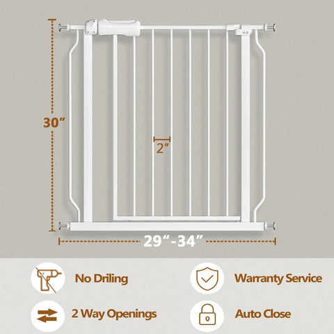 Wide Adjustable Baby Gate For Doorways And Stairs Walk Through Swing Door Pressure Mounted Indoor Safety Gate Fits 29 To 34 Inch Openings
