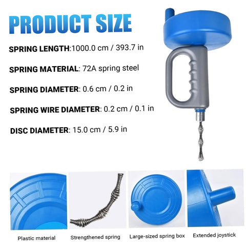 Product size details for Heavy Duty 33 Foot Flexible Plumbing Drain Snake With Badass Ergo Handle and Hella Bendable Cable.