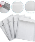 Image of 100 Pack Bubble Envelope Mailers 15x18 Inches Plus 4cm Self Seal Waterproof Packaging Bags arranged in a fanned-out display.