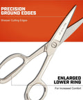 Heavy Duty Eight And A Half Inch Industrial Inlaid Poultry Shears For Quick Cuts And Tough Processing, Pro Grade Precision Ground Blades, Nickel Plated Handles With Comfort Rings And Enlarged Lower Ring, Set Easy Design