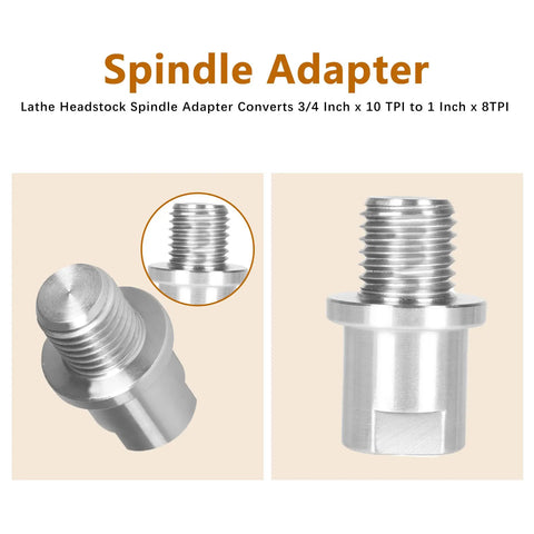 Heavy Duty Rock Solid Wood Lathe Chuck Spindle Adapter Converts 3/4 Inch X 10 TPI To 1 Inch X 8 TPI Headstock Mount side view