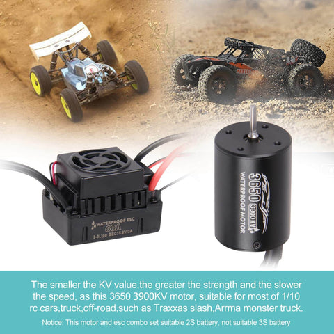 All Weather 3650 3900KV Sensorless Brushless Motor And 60A ESC Combo Set Waterproof For One Tenth Scale RC Cars And Trucks