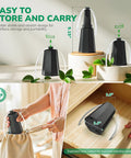 4 Pack Rechargeable Fly Fans For Tables Up To 10 Hours Of Use Indoors And Outdoors Keeps Flies Away Quiet Food Safe Table Fans With Hook Retractable Design For Home Restaurant Party Picnic Patio Black, shown with retractable feature for easy storage and portability