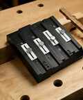 4 Piece Kumiko Joinery Jig Set With Multi Position Angle Guide Rails For Precision Woodworking Clamps And Crafting Projects on a workbench