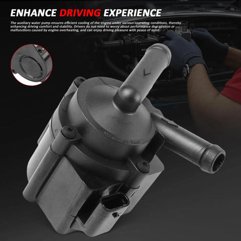 Heavy Duty Auxiliary Water Pump For BMW Mini Cooper Direct Swap Replacement 11537630368 showing top view and coolant outlet.