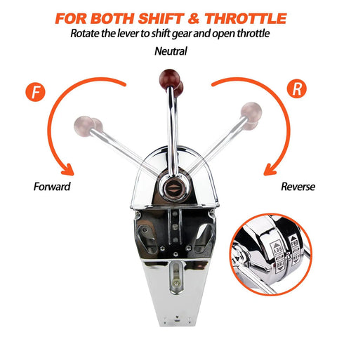 Universal Twin Lever Boat Throttle And Shift Control Top Mount With Beefy Zinc Alloy Dual Handles, forward and reverse directions.