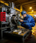 Straight-Up Red Out Of Service Tags With Galvanized Wire Ties, 200 Pack Heavy Duty Laminated Repair Required Lockout Signs For OSHA Wall Mounting Industrial Machine And Valve Inspection Safety Gear on machinery in industrial setting.