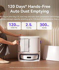 Woman using Freo X10 Pro Robot Vacuum And Mop Combo With 11,000 Pa Suction, DualFlow Tangle Free System, Self Emptying feature