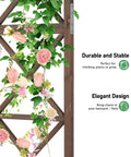 Sturdy 6.6Ft Wooden Garden Arbor Wedding Arch with climbing plants and metal brace, showcasing elegant design and durability for ceremony.