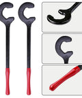 Rig Ready 14 Inch Cable Bender Hand Operated Wire Bending Tool Forged Steel Black Oxide Coating Delivers Strong Torque Handles Up to 500 MCM Copper Conduit Easily on Any Tough Job Site showing two tools with red handles.