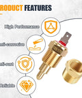 Electric Cooling Fan Thermostat Switch For Auto Radiator Temperature Sensor Switch Three Eighths Inch Pipe Thread Fits 10 Inch 12 Inch 14 Inch 16 Inch Fans Gold brass thermostat switch with threaded adapter