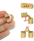 8 Piece Brass Barrel Hidden Hinges For Cabinets And Jewelry Boxes 8mm 180 Degree Concealed Hinge Hardware shown open and closed