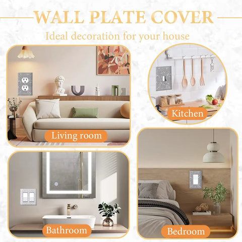 Blending Silver Rhinestone Light Switch Cover Plate With Sparkling Crystal Accent in various room settings