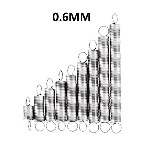 Top Pick 10 Pcs Solid Stainless Steel Tension Springs For Tough DIY Projects With Strong Extension Pull Performance And Rust Proof Durability. 0.6mm gauge springs.