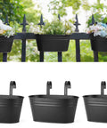 10.5 Inch Metal Iron Hanging Flower Pots For Balcony Railing And Fence Window Garden Decor 3 Pack With Detachable Hooks Black Countryside Style Plant Holders For Home