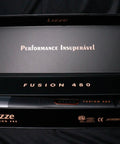 Fusion 480 Hair Straightener With High Heat Power in black packaging, showing product name and details inside the box.