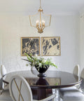 Five Light Gold Pendant Chandelier For Dining Room Living Room Bedroom And Kitchen Island With Modern Style And Vintage Gold Finish