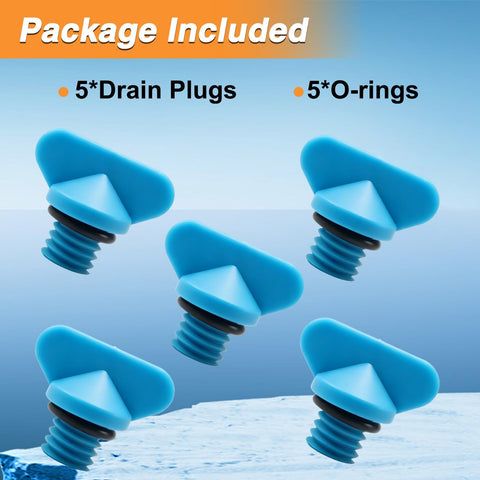 Marine Engine Block Drain Plug Kit For Mercruiser Mercury Marine Engines, 5 blue reinforced nylon drain plugs with O-rings