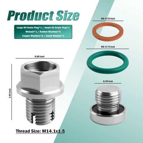Fix Stripped Threads Instantly With This M14 Piggyback Oil Drain Plug Repair Kit. M14x1.5 stainless steel plug, washers shown