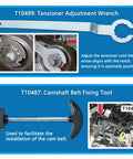 Pro Grade Camshaft And Crankshaft Timing Tool Set For VAG EA211 Engines showing tensioner adjustment wrench and camshaft belt tool