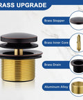 Oil Rubbed Bronze Brass Tub Drain Kit With Overflow, single-hole design, brass stopper and drain components, displayed on marble surface.