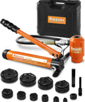Heavy Duty 15 Ton Hydraulic Punch Driver Kit 1/2 To 4 Inch Knockout Punch Tool With Ten Die Sets For Conduit Fittings