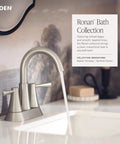 Ronan Matte Black Two-Handle 4-Inch Centerset Modern Bathroom Faucet With Push-Down Drain, sleek contemporary style faucet in use