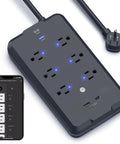 No Fuss Smart Power Strip With Individual Outlet Control, Rock Solid Surge Protection, Dual Fast Charging Usb A And C Ports, Straight Ahead Cable Management For Home Or Gaming Setup Black with app interface