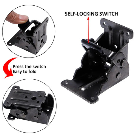 Dang Sturdy Heavy Duty Folding Table Legs And Bed Leg Expanders With Selflocking Hinge Screws Bulletproof Steel support bracket with self-locking switch.