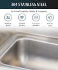 Close-up of 304 stainless steel material used in Commercial Hand Sink With Gooseneck Faucet 304 Stainless Steel Wall Mount Utility Sink NSF Certified.