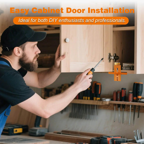 Versatile Cabinet Door Mounting Jig With Quick Edge Pin for precise hinge alignment on wooden cabinet installation