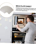 Man installing a 12 Pack Mica Plate Replacement Sheets For Microwave Oven Waveguide Cover Insulation And Heat Resistant Pads.