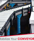 Heavy Duty Adjustable Conveyor Support Legs Two Pack Heights lock from twenty six to thirty two inches supporting conveyors.