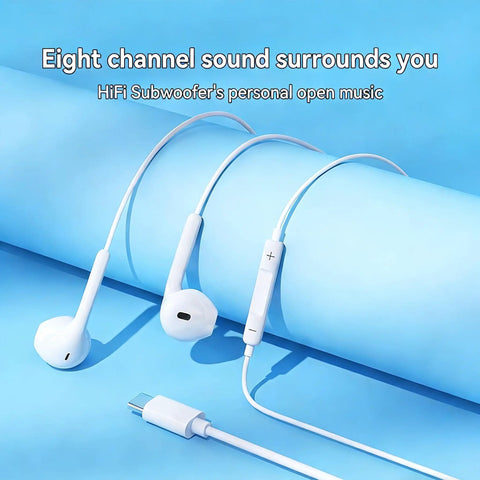 2 Pack USB C Earbuds With Microphone And Remote For iPhone 17 16 15 Pro Max Plus Type C Earbuds Noise Cancelling Headphones