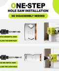 Door Lock Installation Kit For Metal And Wood Doors With Adjustable Guide Template And Bi Metal Hole Saw Set image