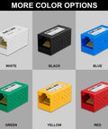 Various colored Female to Female RJ45 Ethernet Coupler Extenders for Cat7 Cat6 Cat5e Cat5 Cables, including black option, 10 pack