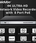 4K 8CH PoE NVR System With Preinstalled 2TB HDD, Supports Up To 8MP Cameras At 25FPS, front view on black background