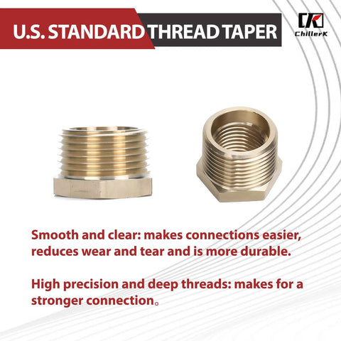 Brass reducing pipe fitting: 1/2 in NPT male to 1/4 in NPT female, 1200 PSI, pack of 5