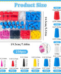 250 Piece Silicone Tapered Plug Kit With 9 Sizes For Heat Resistant Masking Up To 600 Degrees F Perfect For Powder Coating Painting Electroplating And Anodizing Jobs Without Leaking Or Failure On A Dime, assorted plugs in storage case