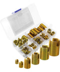 Carbon Steel Thread Repair Inserts Kit With Self Tapping Screws 50pc Wire Thread Repair Set For Damaged Threads Metric Size Assortment Easy Slotted Screw Sleeve Repairs No Brainer Quick Fix, assorted inserts in case