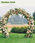 Sturdy Metal Wedding Arch For Outdoor Ceremony And Garden Party Decor 8 Feet Wide 7 Feet High Black Round Frame Trellis
