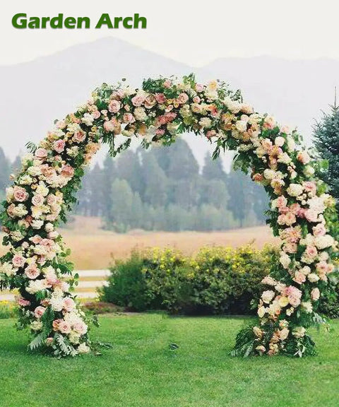 Sturdy Metal Wedding Arch For Outdoor Ceremony And Garden Party Decor 8 Feet Wide 7 Feet High Black Round Frame Trellis