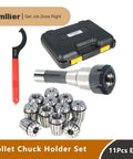 ER32 Collet Chuck Holder Set With 11 Collets 1/8 To 3/4 Inch And Wrench, CNC engraving and milling tool kit