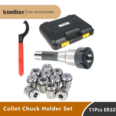 ER32 Collet Chuck Holder Set With 11 Collets 1/8 To 3/4 Inch And Wrench, CNC engraving and milling tool kit