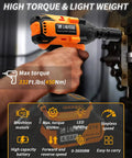 Beast Of A Cordless Impact Wrench With 450NM Torque And Brushless Motor One Half Inch Drive, ergonomic grip, turned on
