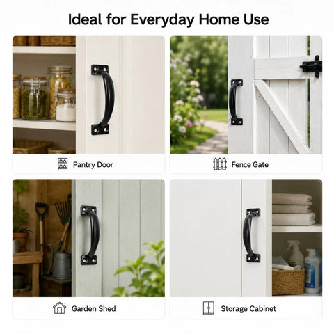 Beefy Heavy Duty 5 Inch Black Steel Gate Handle Pulls For Wooden Fence Barn Shed And Garage Doors 2 Pack on pantry door