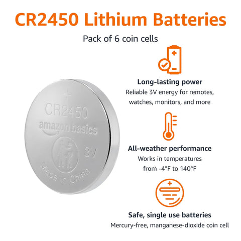 Top Tier CR2450 Lithium Coin Cell Battery Pack Contains Six 3 Volt Cells For Watches Remotes And Glucose Monitors Dishes Out dead reliable long-lasting power