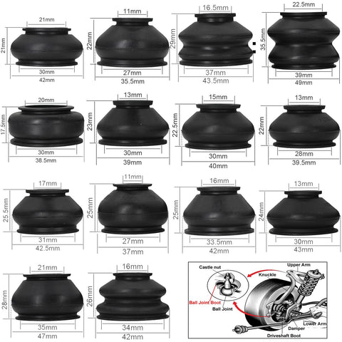 Universal Tie Rod Boots And Ball Joint Dust Cover Replacement Kit Flexible Rubber Boot For Various Sizes